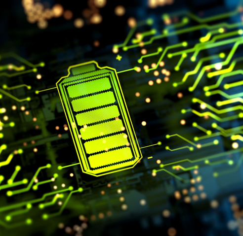 Fenntartható akkumulátort jelképező zöld elem szimbólum az EU új akkumulátor-rendeletéhez (EUBR)